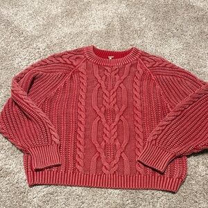 FREE PEOPLE
Oversized Frankie Cable Sweater In Cherry